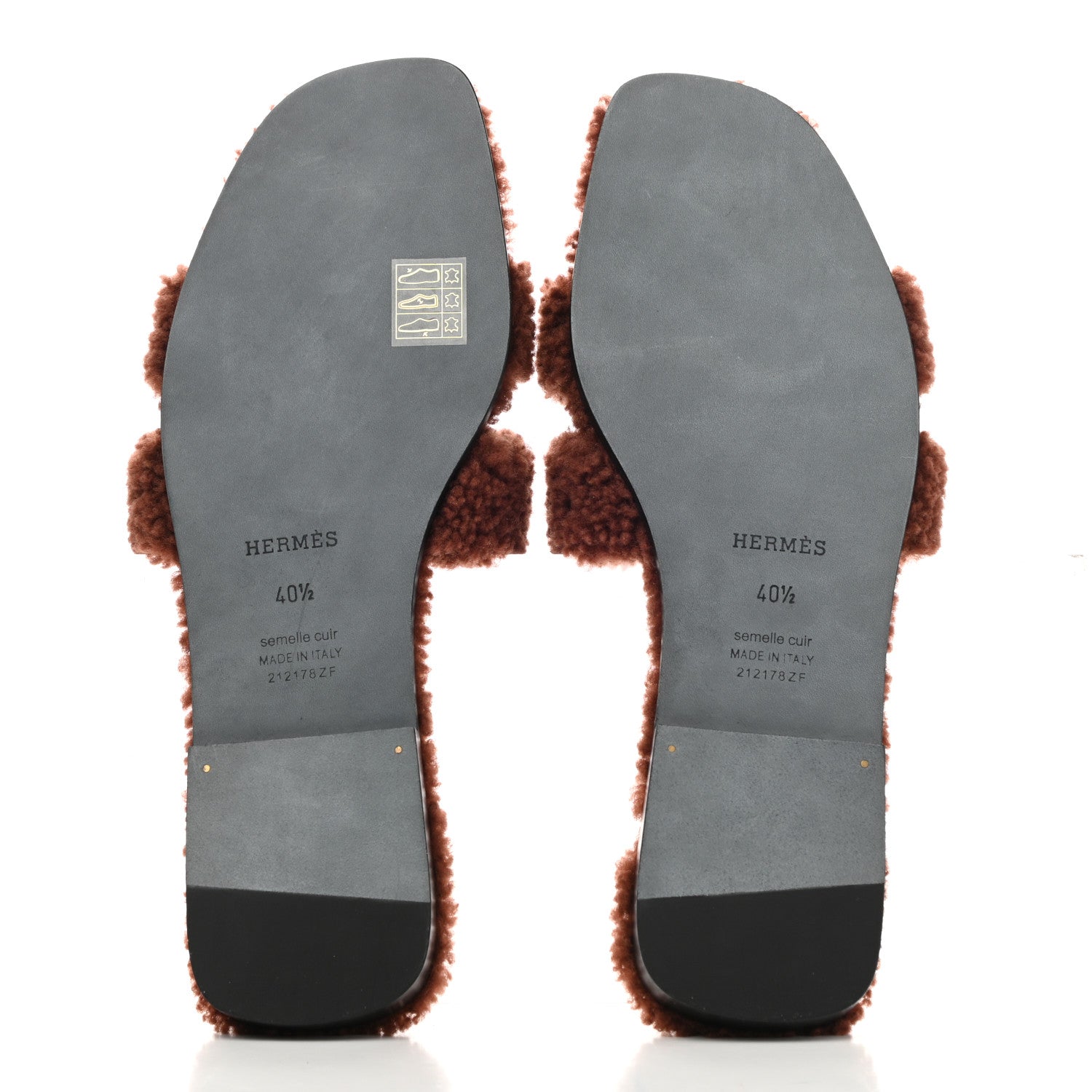 Hermes Woolskin Oran Sandals 40.5 Cognac 5 of 8