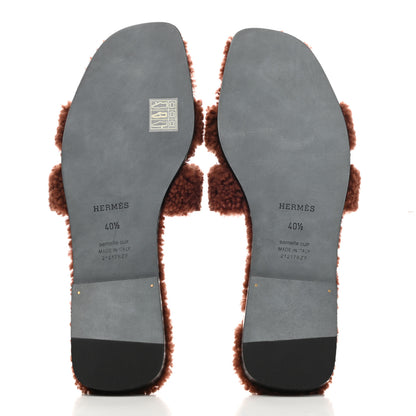 Hermes Woolskin Oran Sandals 40.5 Cognac 5 of 8