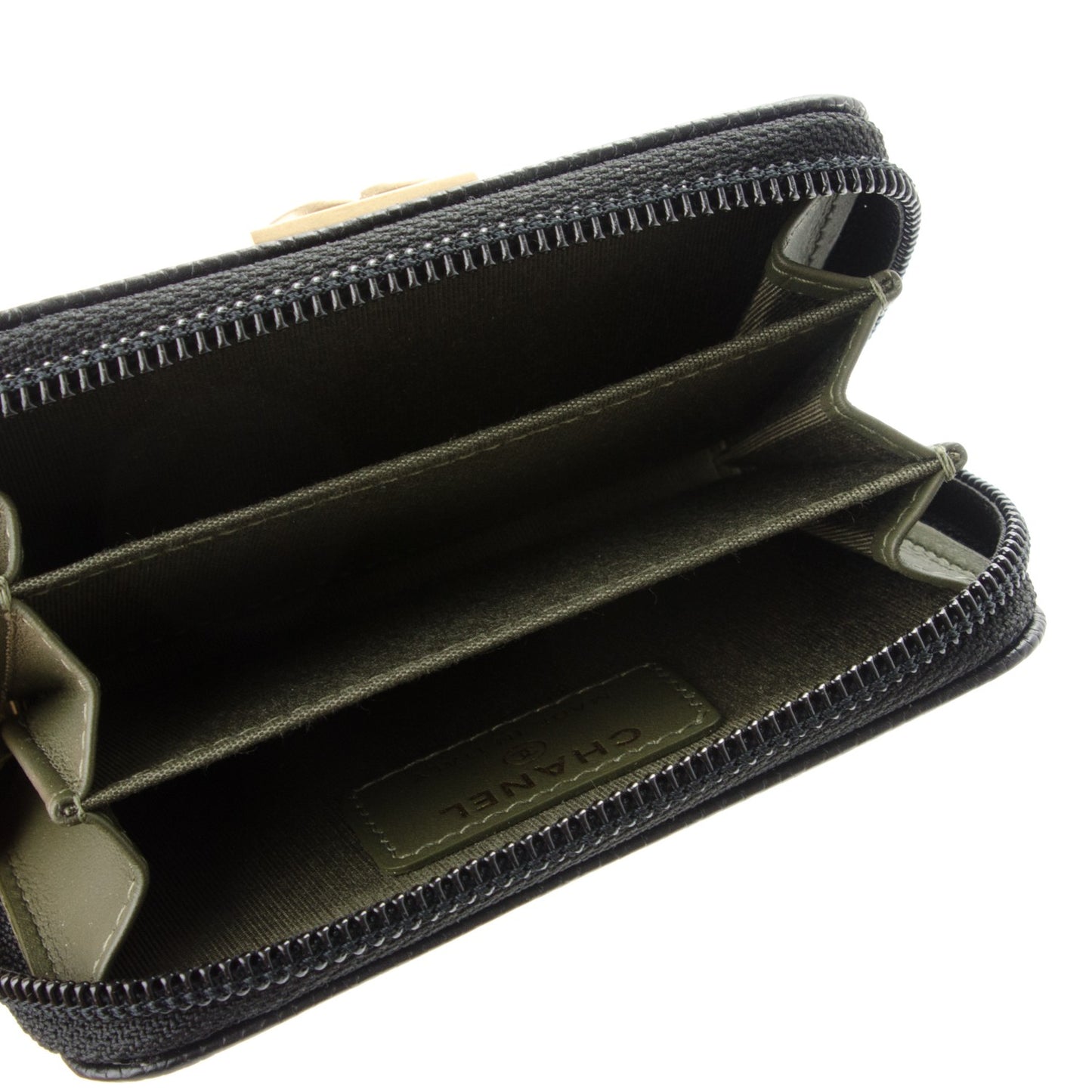 Caviar Quilted Boy Zip Around Coin Purse Wallet Black