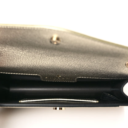 Bulgari Metallic Calfskin Snake Strap Crossbody Flap Clutch Gold 5 of 9