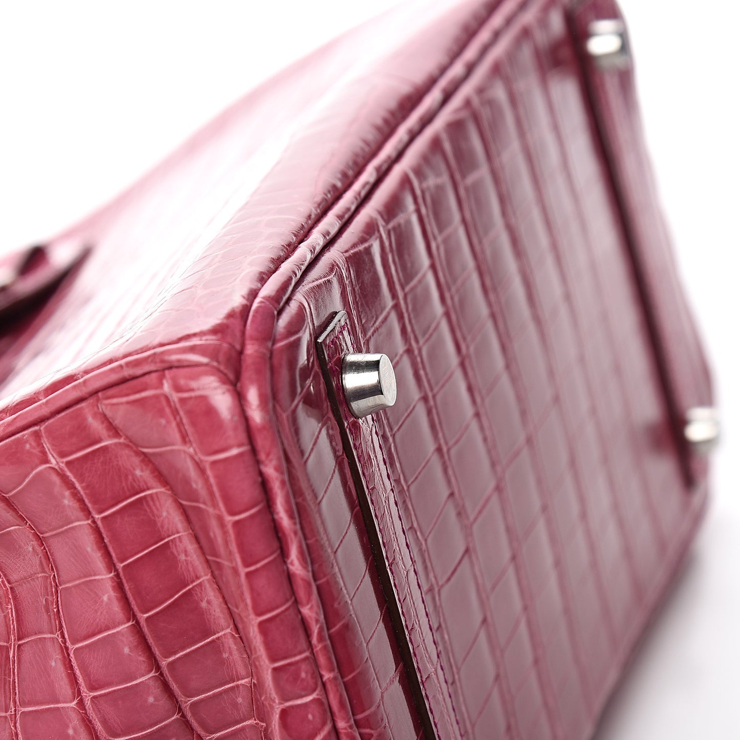 Shiny Porosus Crocodile Birkin 30 Rose Tyrien