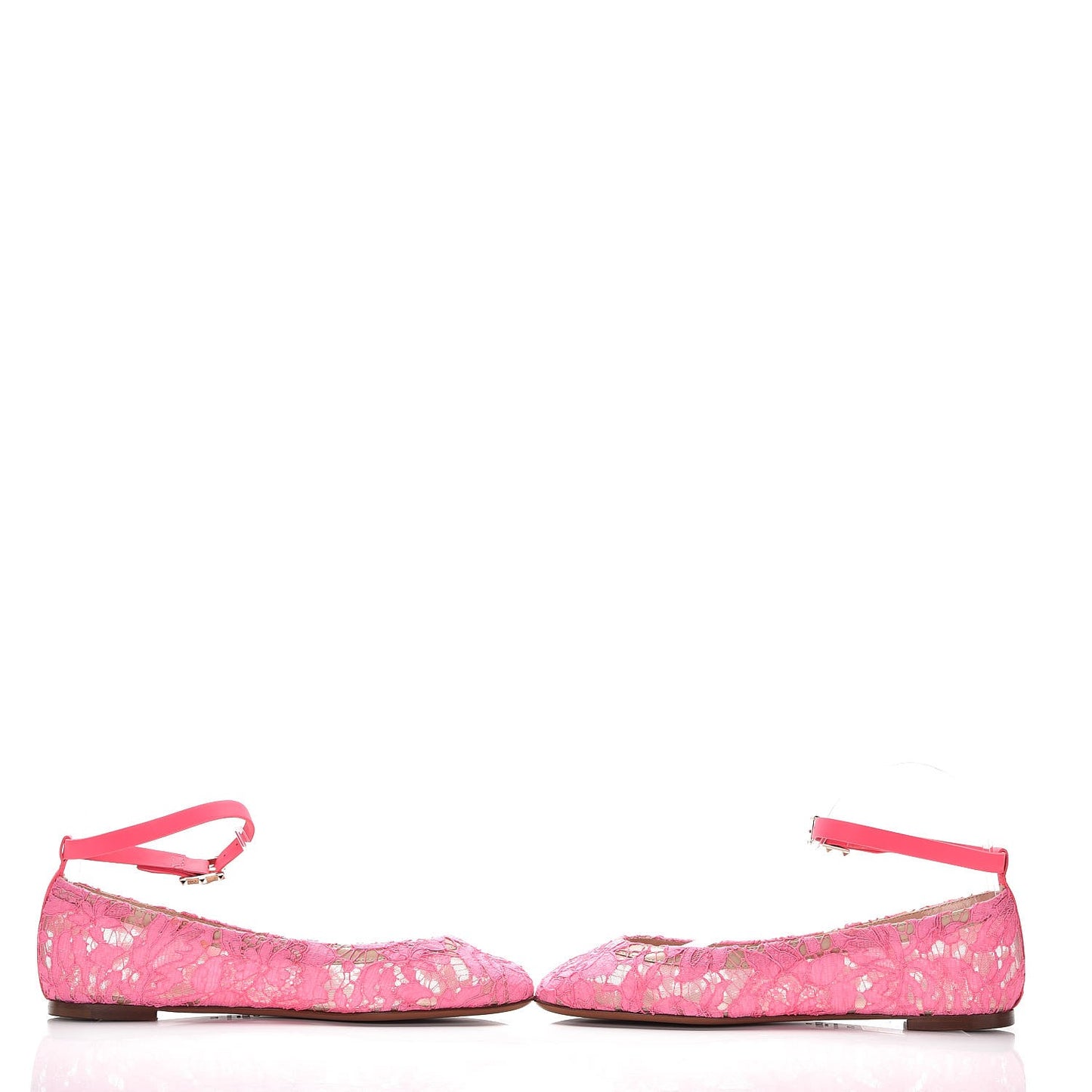 Lace Ankle Strap Ballerina Flats 37.5 Framboise