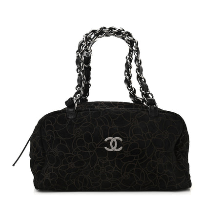 Chanel Suede Camellia Bowler Black 1 of 11