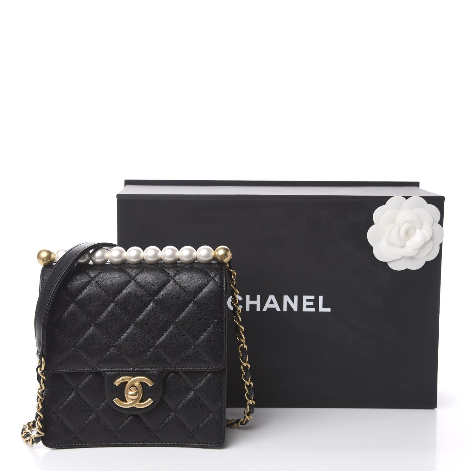 Chanel Lambskin Quilted Chic Pearls Flap Black 11 of 11