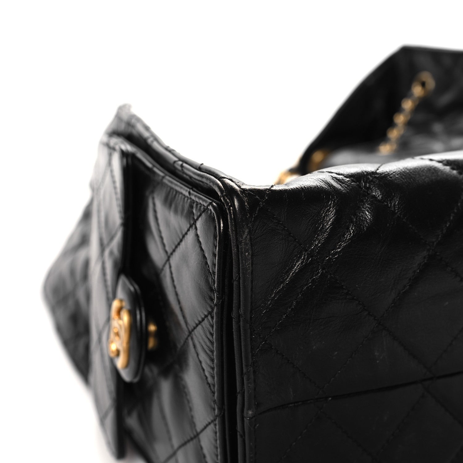 Chanel Shiny Crumpled Calfskin Quilted Medium Chanel 25 Handbag Black 9 of 12