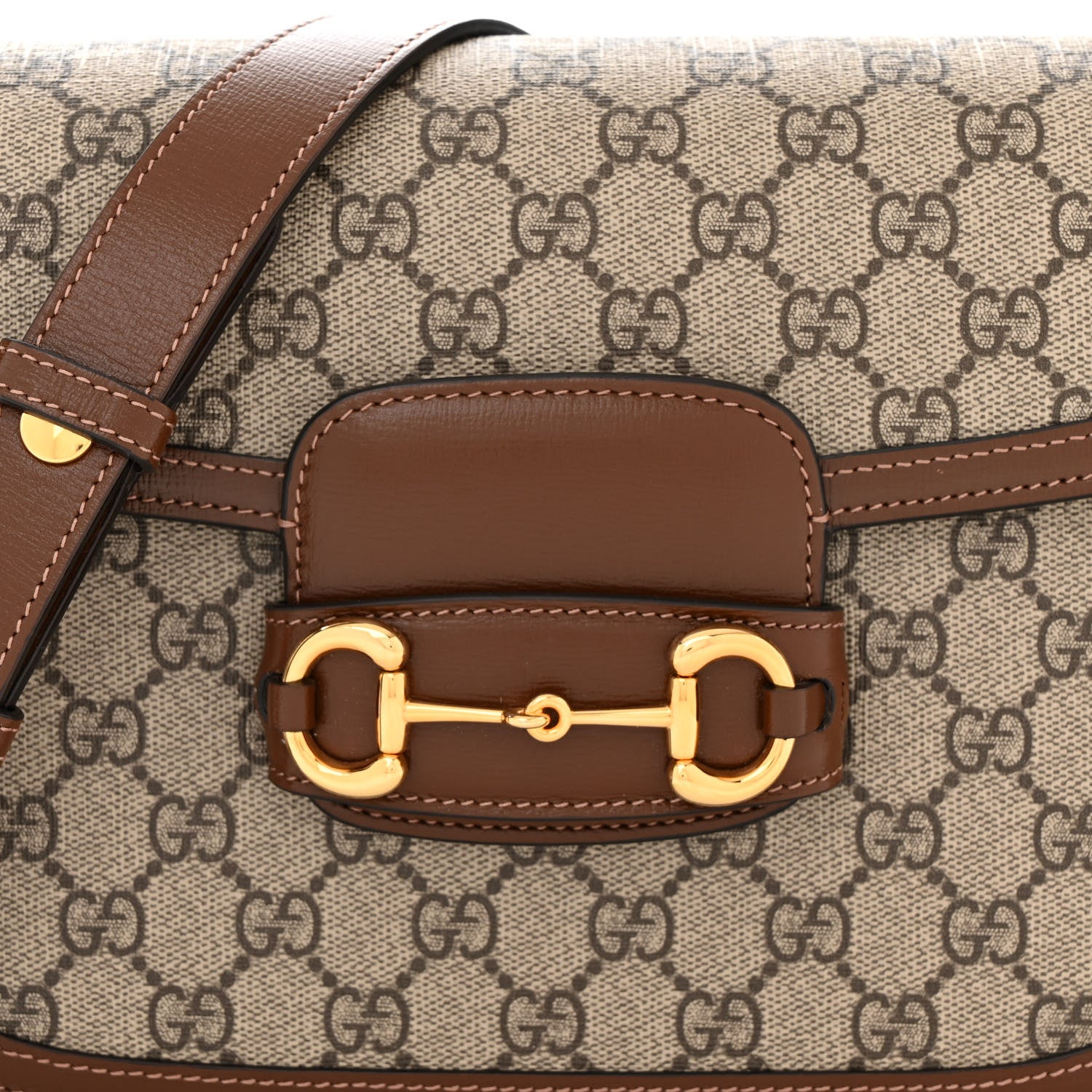 Gucci GG Supreme Monogram Horsebit 1955 Shoulder Bag Beige Brown Sugar 8 of 10