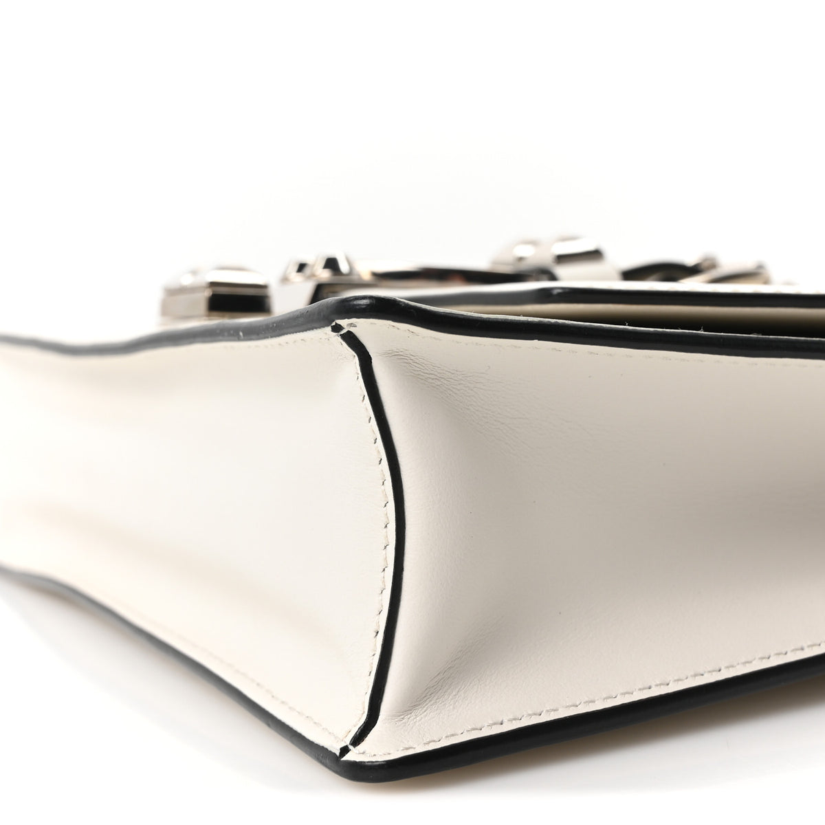 Prada Saffiano City Calfskin Studded Small Elektra Shoulder Bag White Black 9 of 9