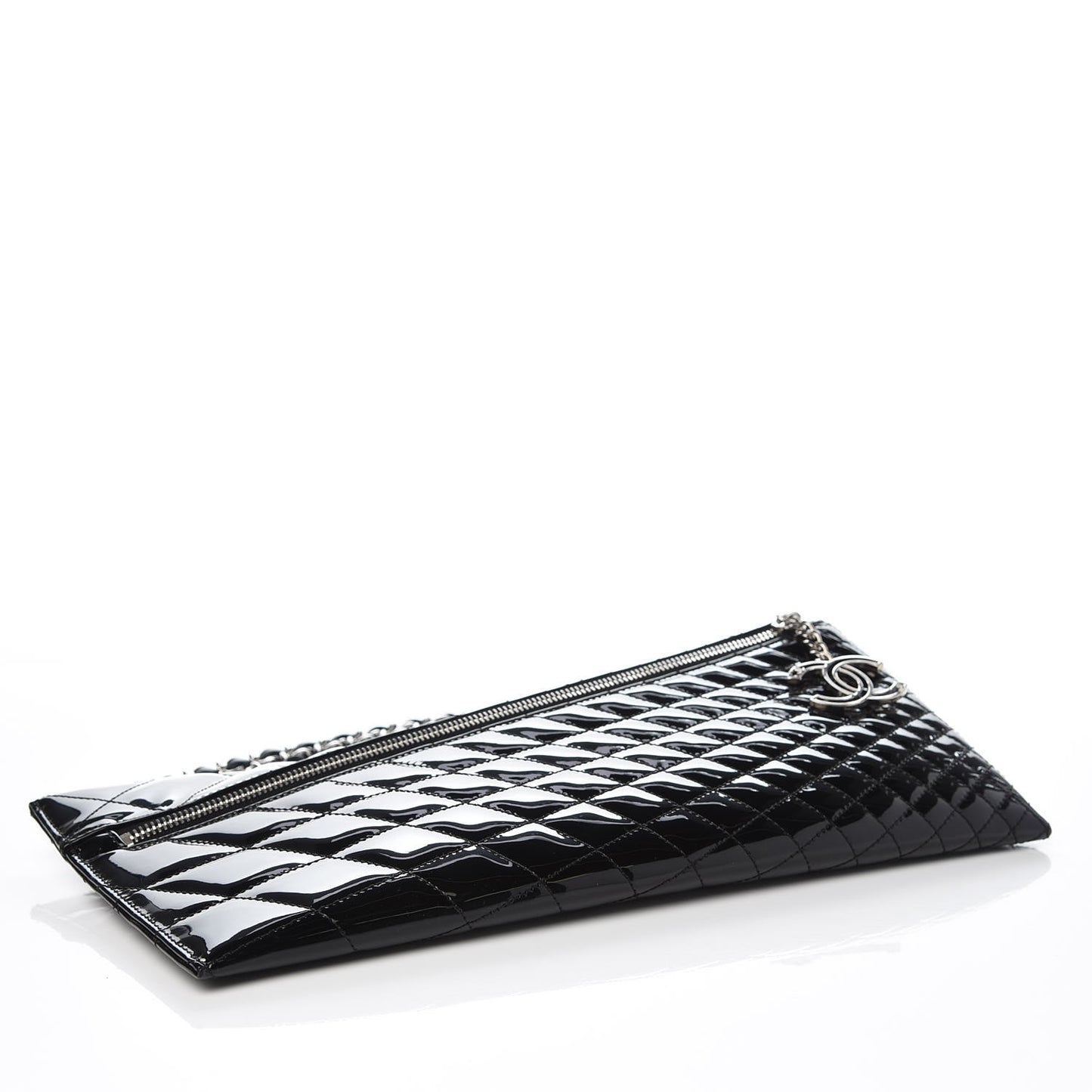 Patent Geometric Quilted Kaleidoscope Clutch Black