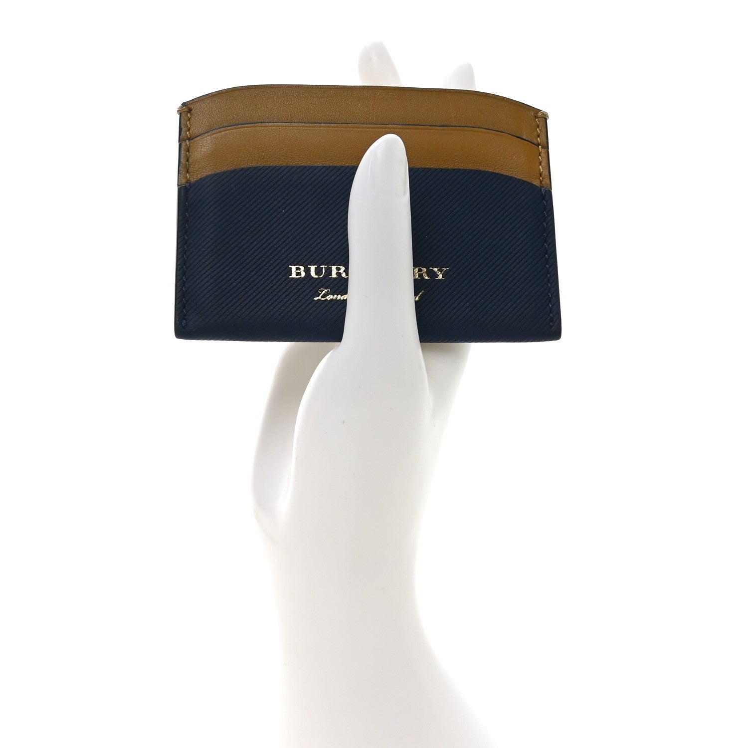 Burberry Soft Grain Calfskin Izzy Card Case Blue Carbon Camel 2 of 7