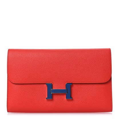 Hermes Epsom Constance Long Wallet Capucine Bleu Brighton 1 of 13