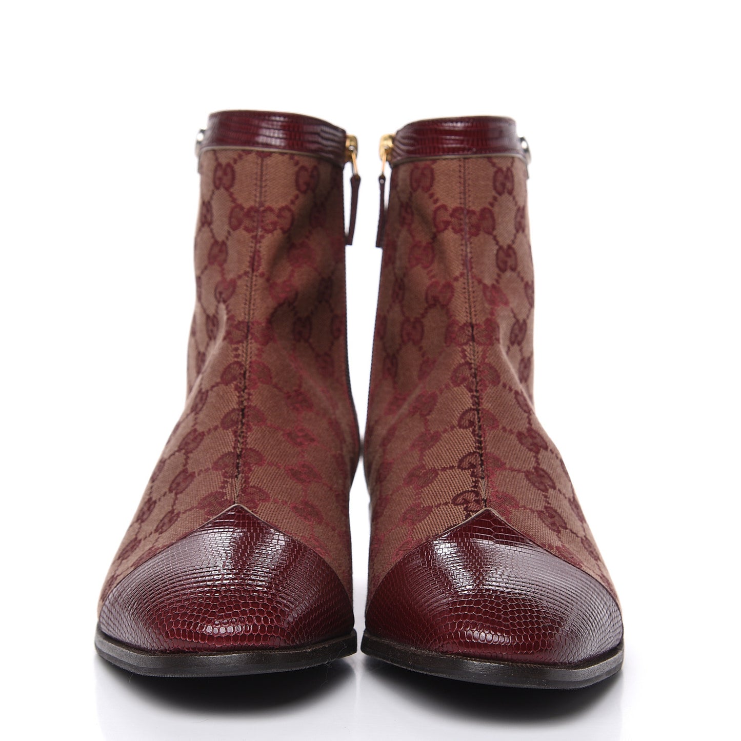 GG Monogram Lizard Mens GG Ankle Boots 9 Sahara Rubino Bright Bordeaux