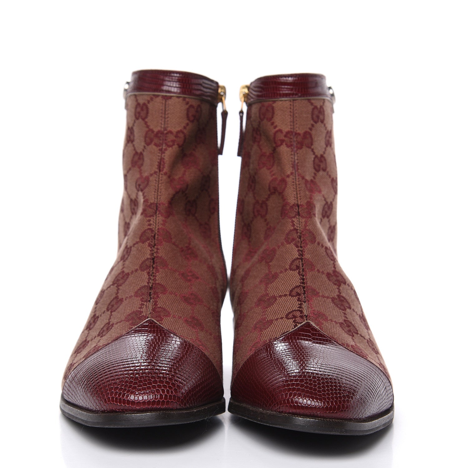 Gucci GG Monogram Lizard Mens GG Ankle Boots 9 Sahara Rubino Bright Bordeaux 2 of 9