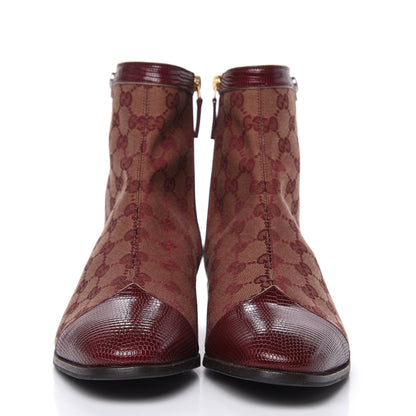 Gucci GG Monogram Lizard Mens GG Ankle Boots 9 Sahara Rubino Bright Bordeaux 2 of 9