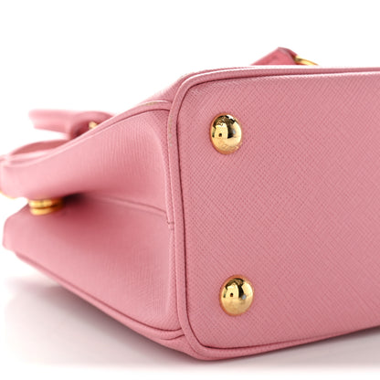 Prada Saffiano Lux Micro Galleria Double Zip Tote Begonia 8 of 9