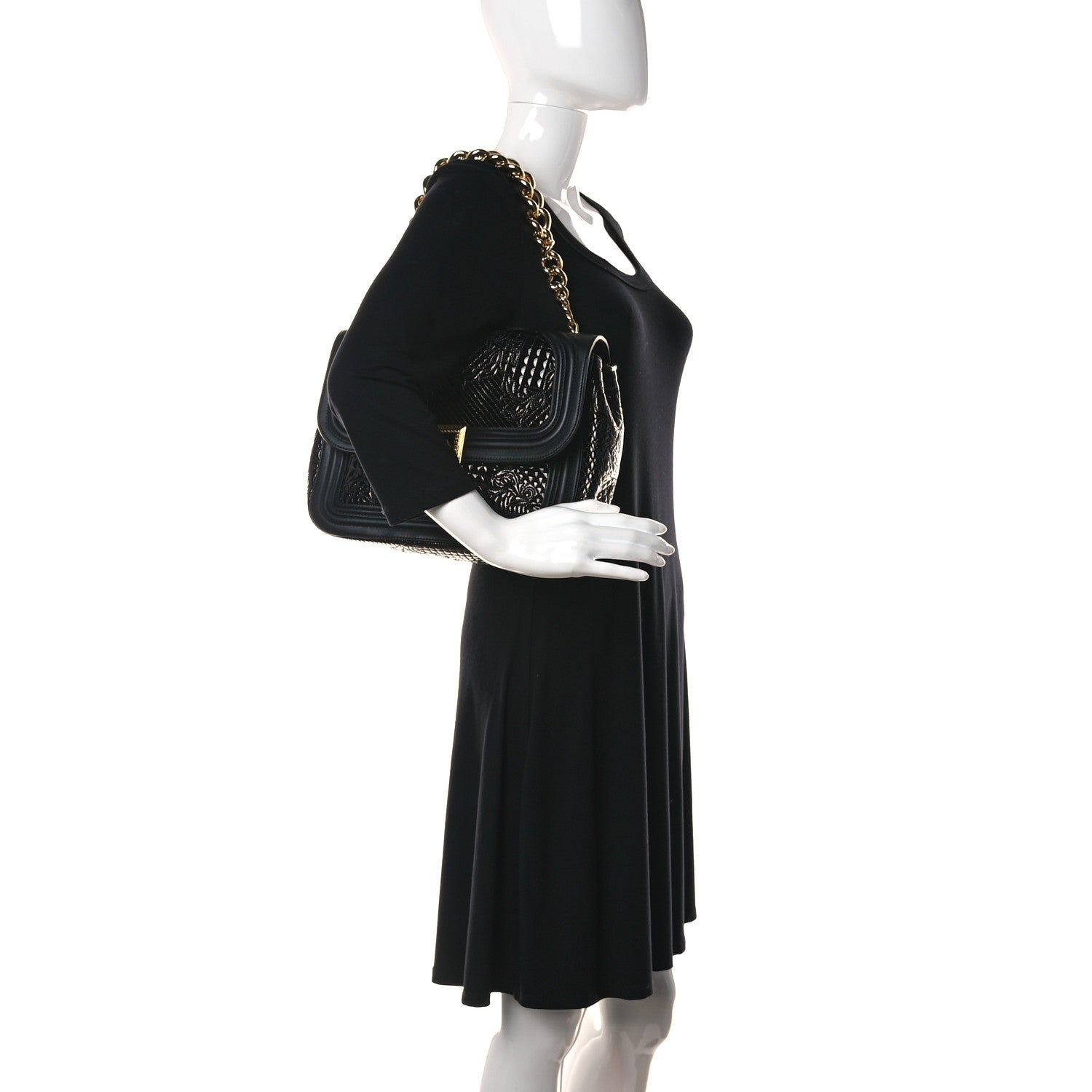 Versace Patent Micro Vanitas Shoulder Bag Black 2 of 13