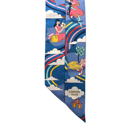 Hermes Silk Carres Volants Twilly Bleu Jaune Vif Multicolor 2 of 4