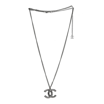 Chanel Baguette Crystal Large CC Pendant Necklace Silver 3 of 5
