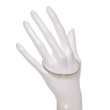 David Yurman Sterling Silver 18K Yellow Gold 3mm Cable Buckle Bracelet 2 of 4