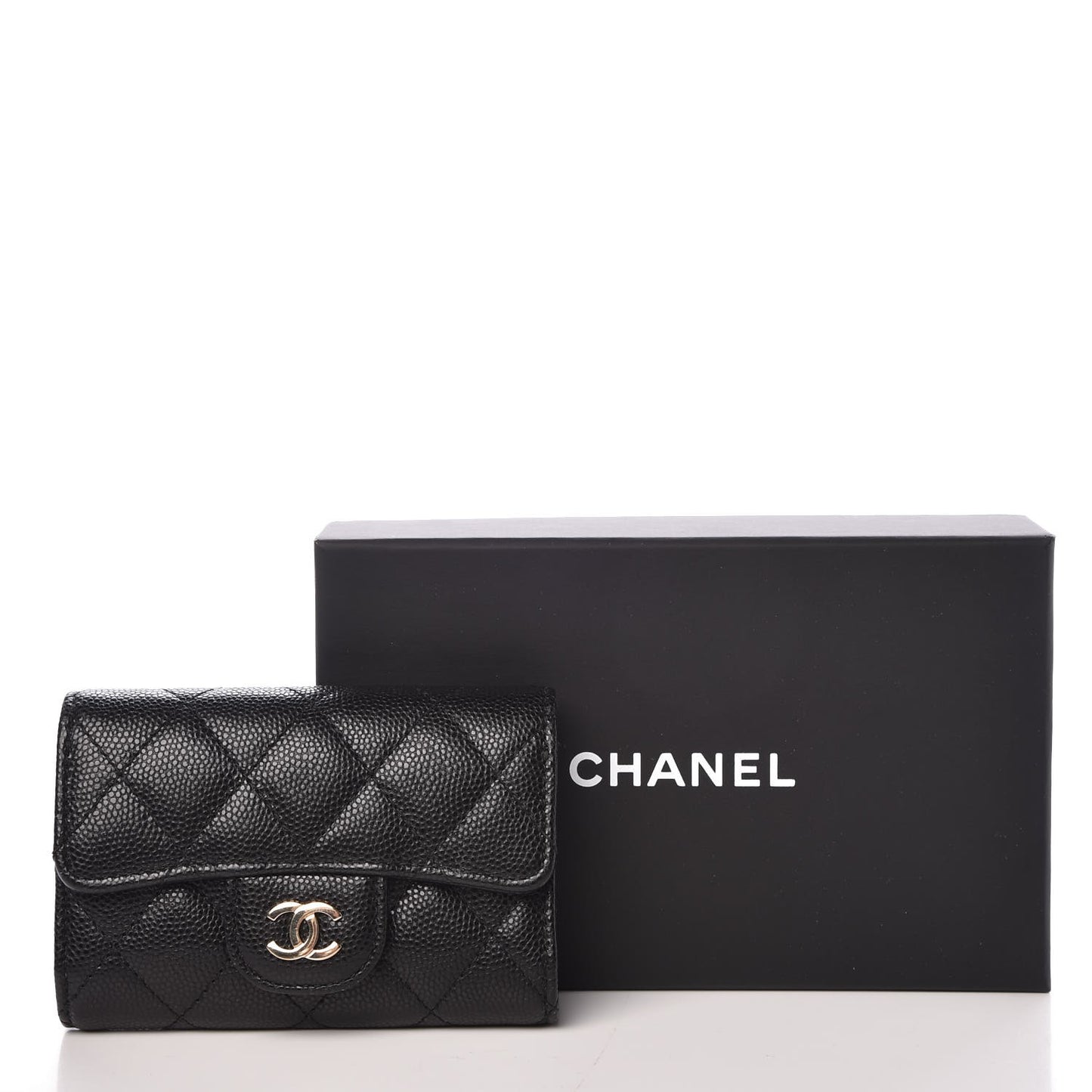 Caviar Quilted Classic 4 Key Holder Wallet Black