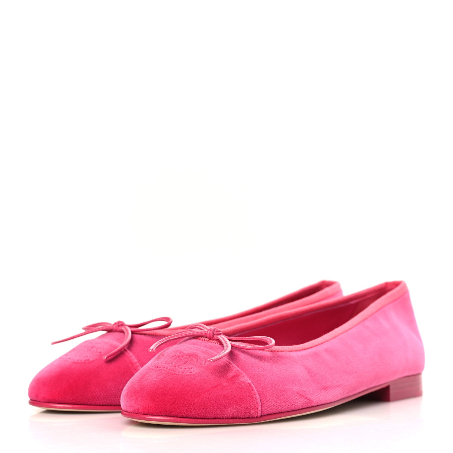 Chanel Velvet Cap Toe Ballerina Flats 36.5 Pink 3 of 8