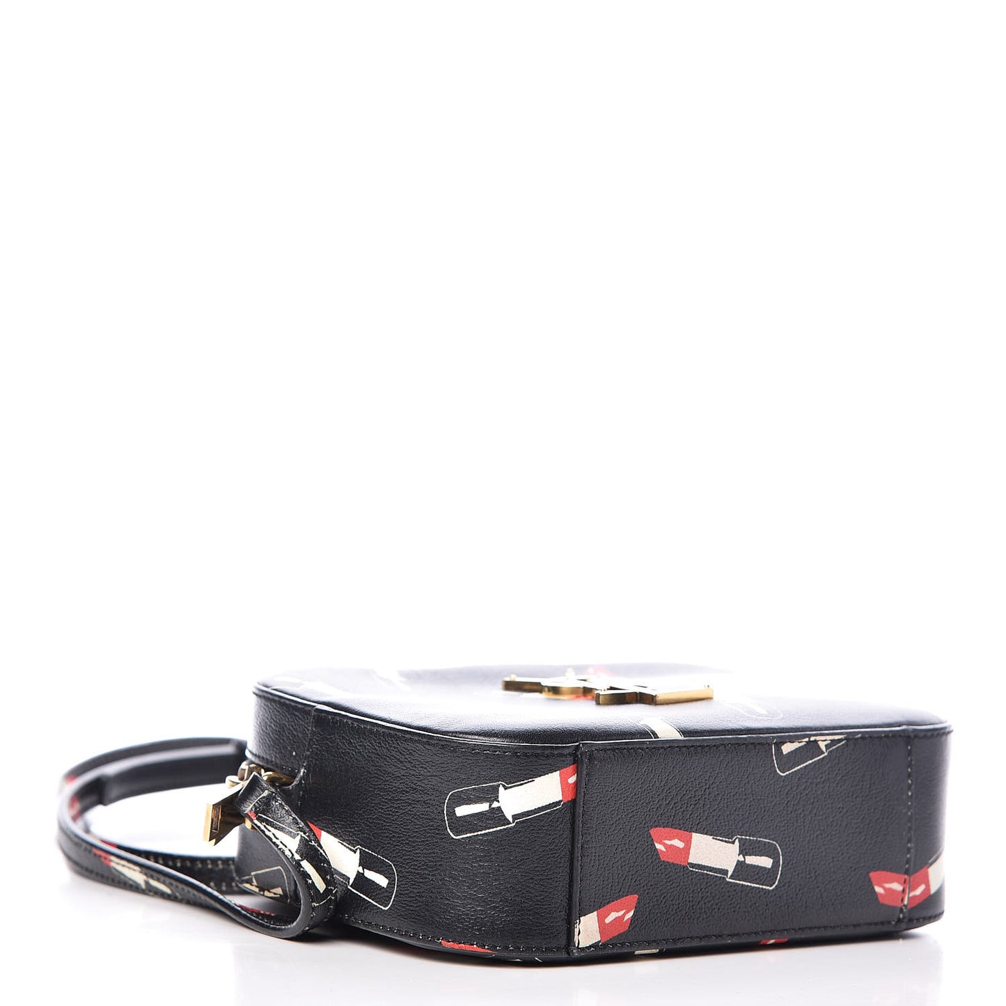 Calfskin Lipstick Print Small Monogram Camera Bag Black