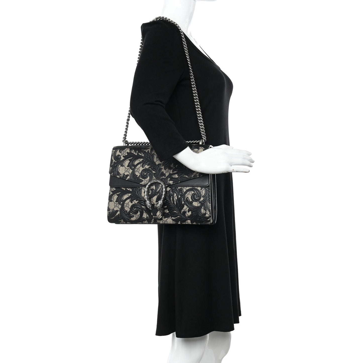 GG Supreme Monogram Arabesque Medium Dionysus Shoulder Bag Black
