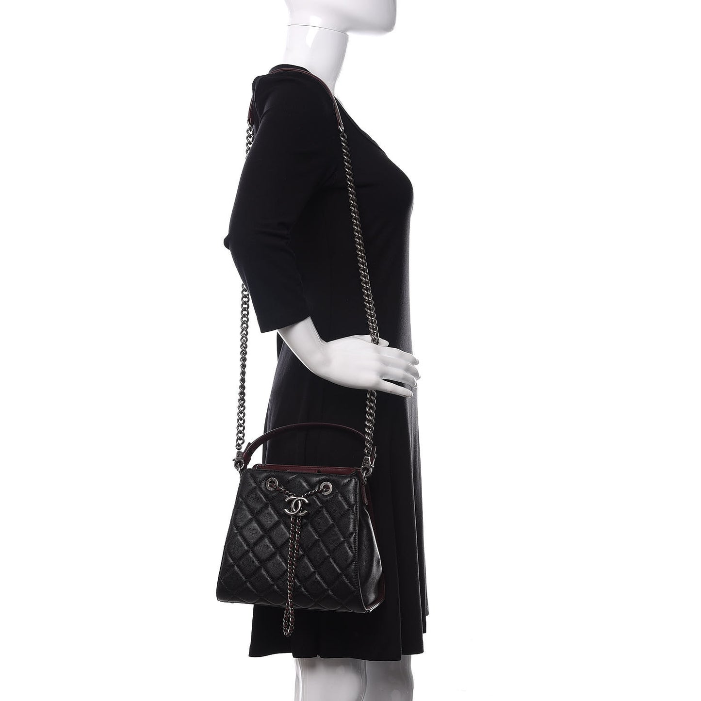 Caviar Quilted Small CC Bucket Bag Black