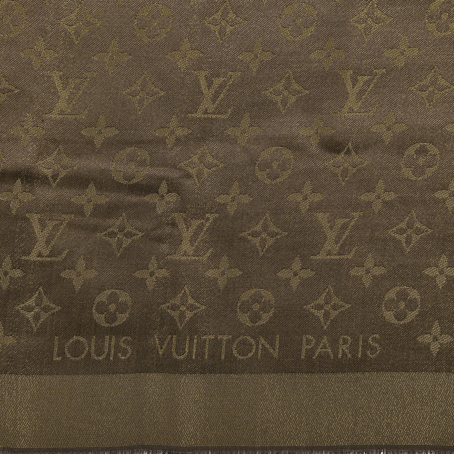 Louis Vuitton Silk Lurex Wool Monogram Shine Shawl Brown 2 of 3