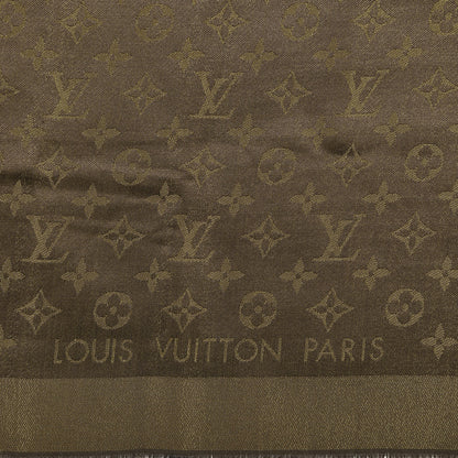 Louis Vuitton Silk Lurex Wool Monogram Shine Shawl Brown 2 of 3