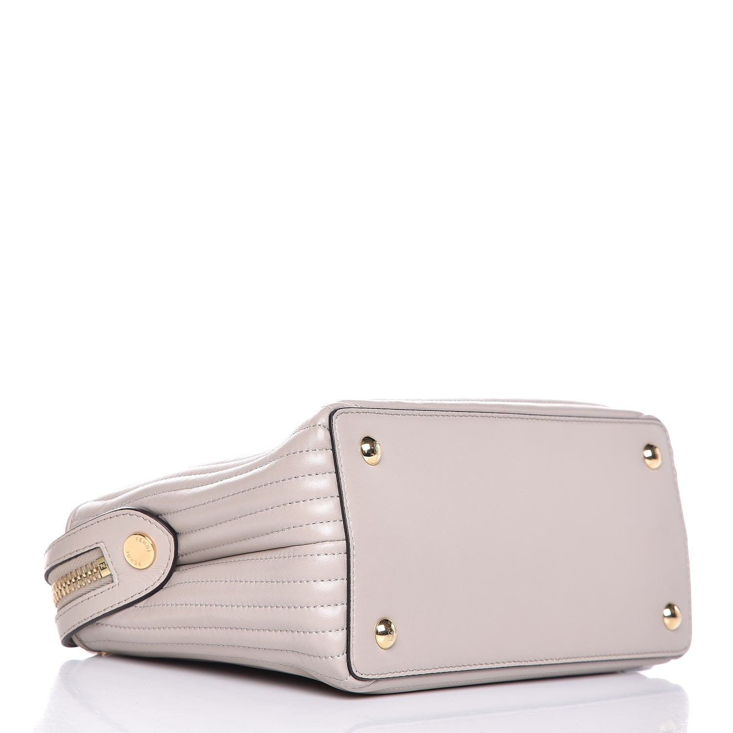 Fendi Shiny Nappa Trapuntata Chain Small DotCom Click Chain Satchel Grigio Polvere 4 of 10