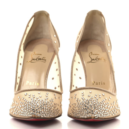 Christian Louboutin Suede Lame Crystal Strass Follies 100 Pumps  39.5 Light Silk 3 of 8