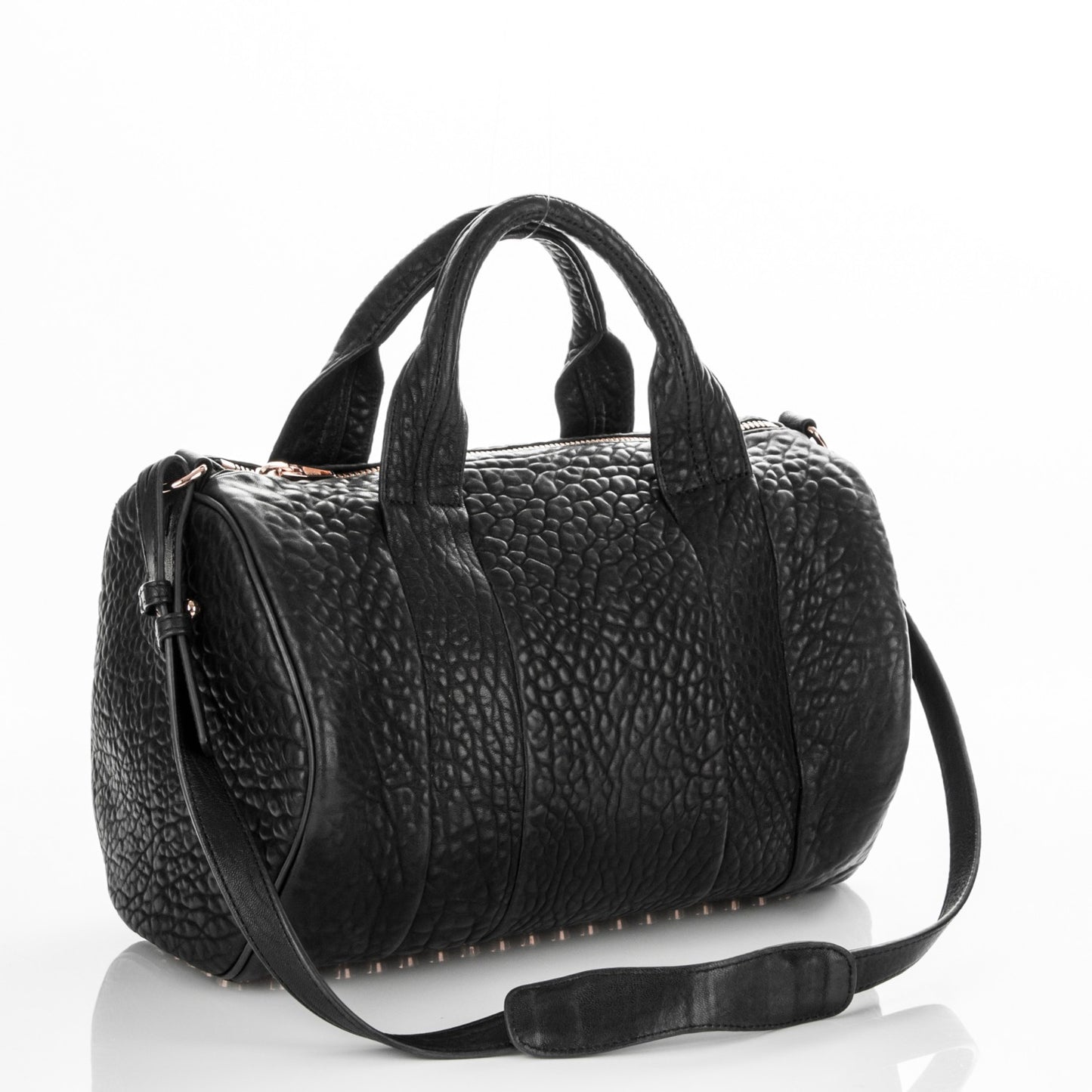 Pebbled Lambskin Rocco Black Rose Gold Hardware