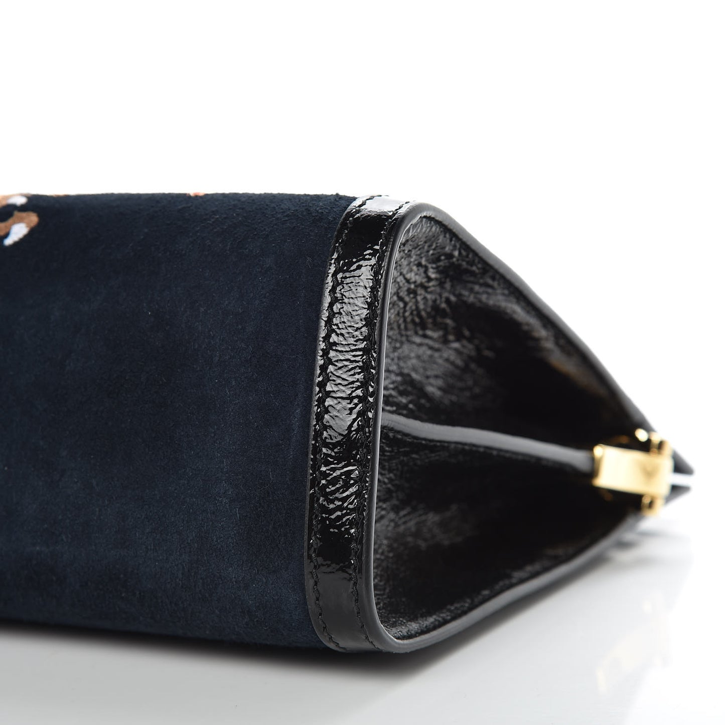 Suede Patent Web Dragon Embroidered Medium Ophidia Chain Shoulder Bag Blue Multicolor Black