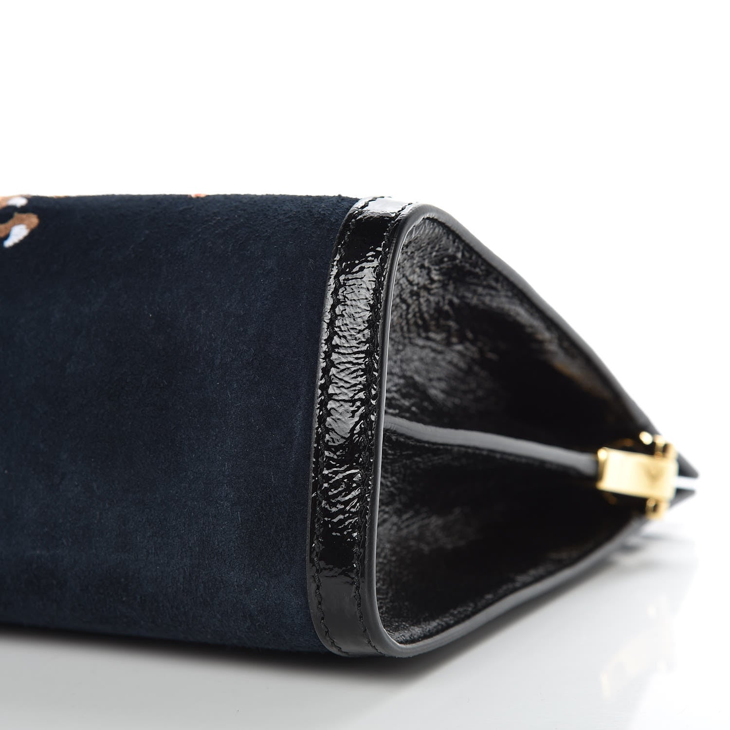 Gucci Suede Patent Web Dragon Embroidered Medium Ophidia Chain Shoulder Bag Blue Multicolor Black 9 of 10