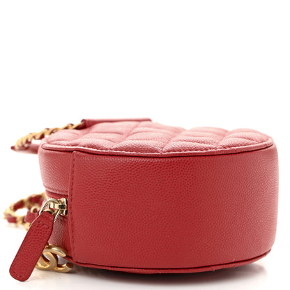 Chanel Caviar Quilted Chain Handle Round Clutch With Chain Bag  Red 9 of 10