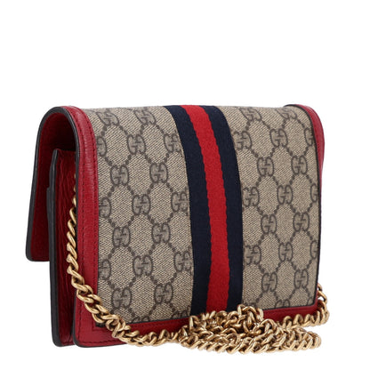 Gucci GG Supreme Monogram Web Queen Margaret Chain Wallet Red 3 of 9