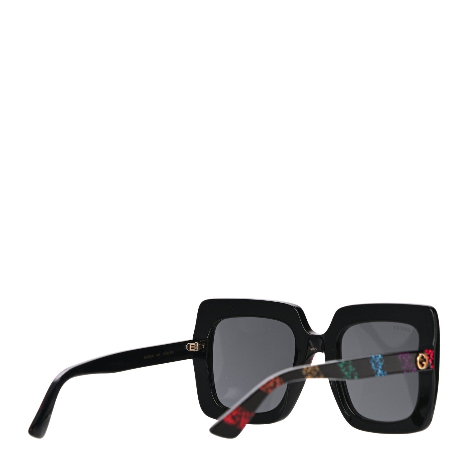 Gucci Acetate Oversize Stripe Sunglasses GG0328S Black Multi 3 of 7