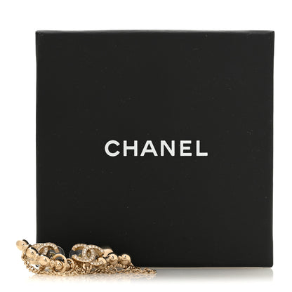 Chanel Metal Crystal CC Chain Cuff Earrings Gold 5 of 5