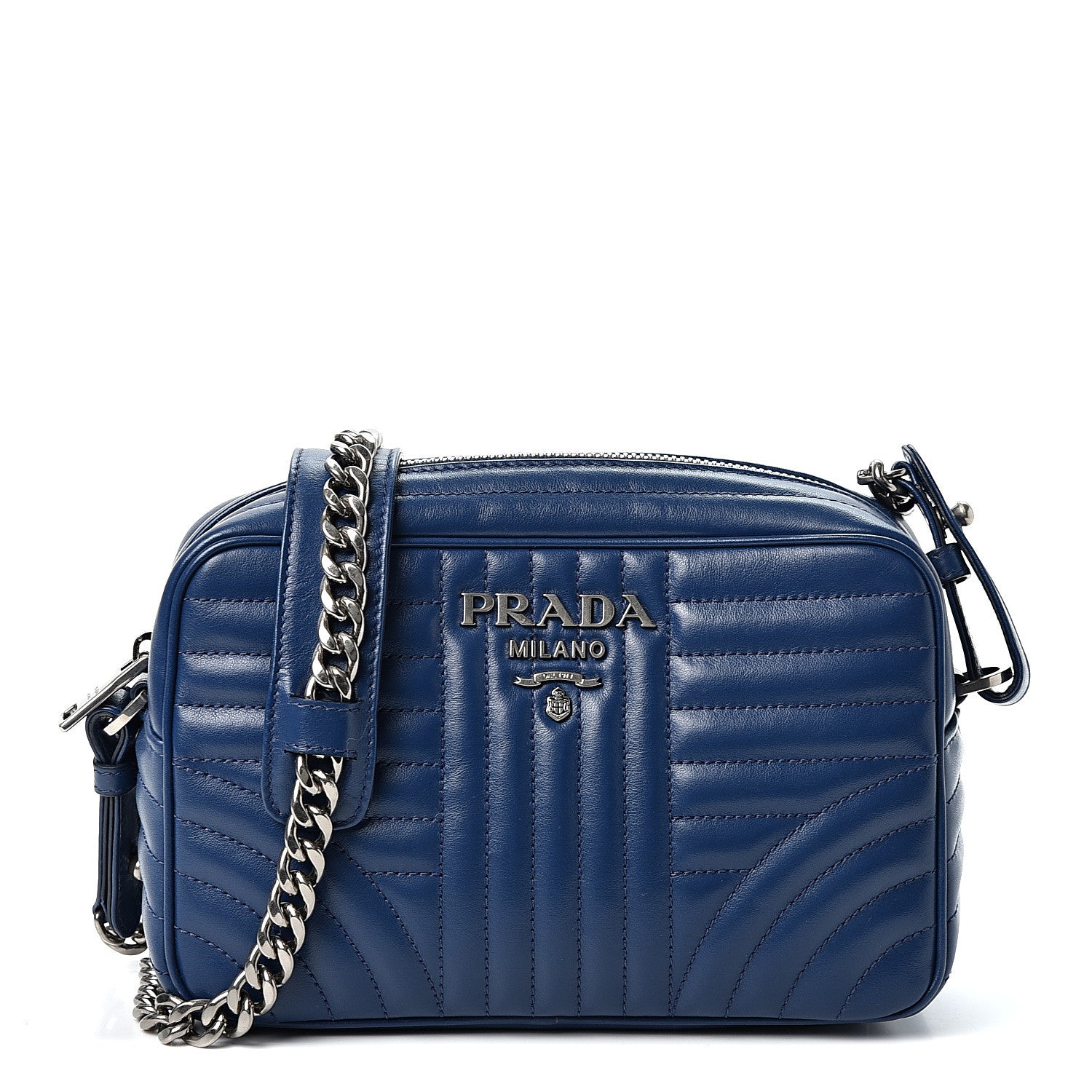Prada Soft Calfskin Diagramme Crossbody Bag Bluette 1 of 8