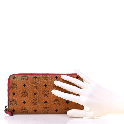 MCM Visetos Large Zip Around Wallet Cognac Red 2 of 11