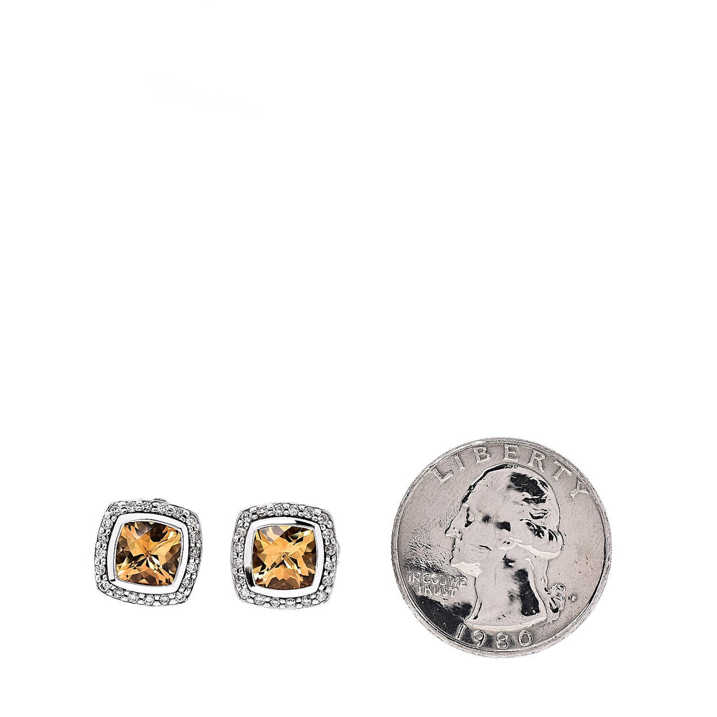 Sterling Silver Diamond Citrine 7mm Petite Albion Earrings