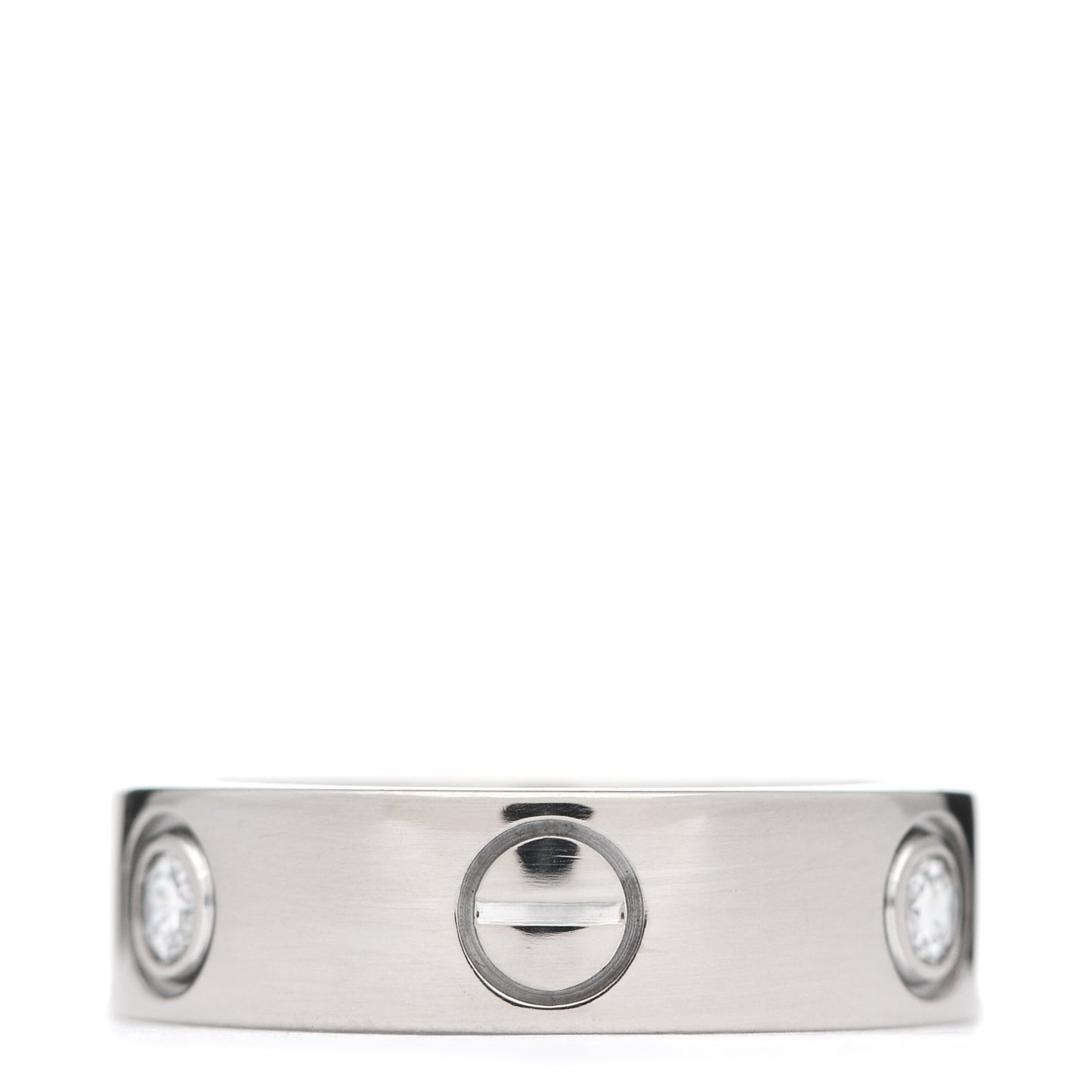 18K White Gold 3 Diamond 5.5mm LOVE Ring 51 5.75