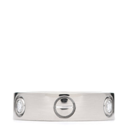 Cartier 18K White Gold 3 Diamond 5.5mm LOVE Ring 51 5.75 3 of 4
