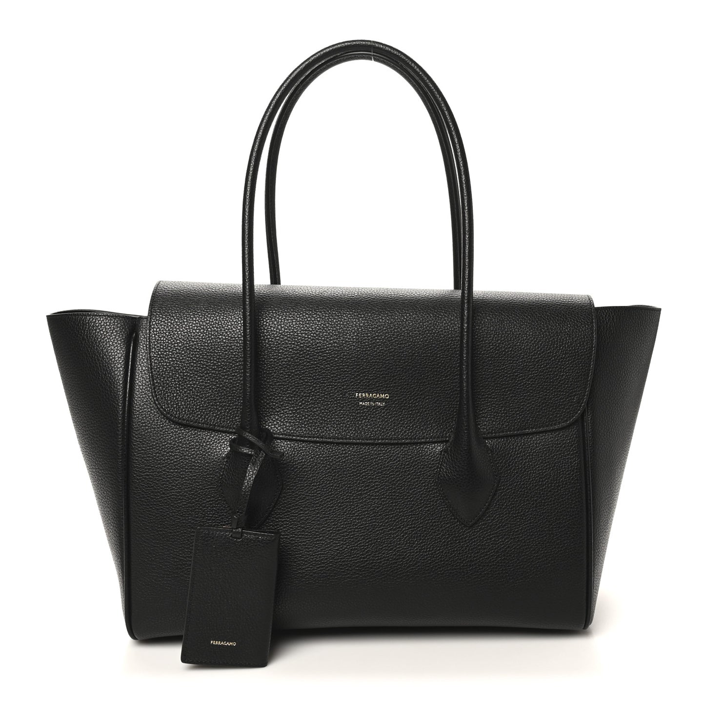 Hammered Calfskin Firenze East West Tote Bag Black