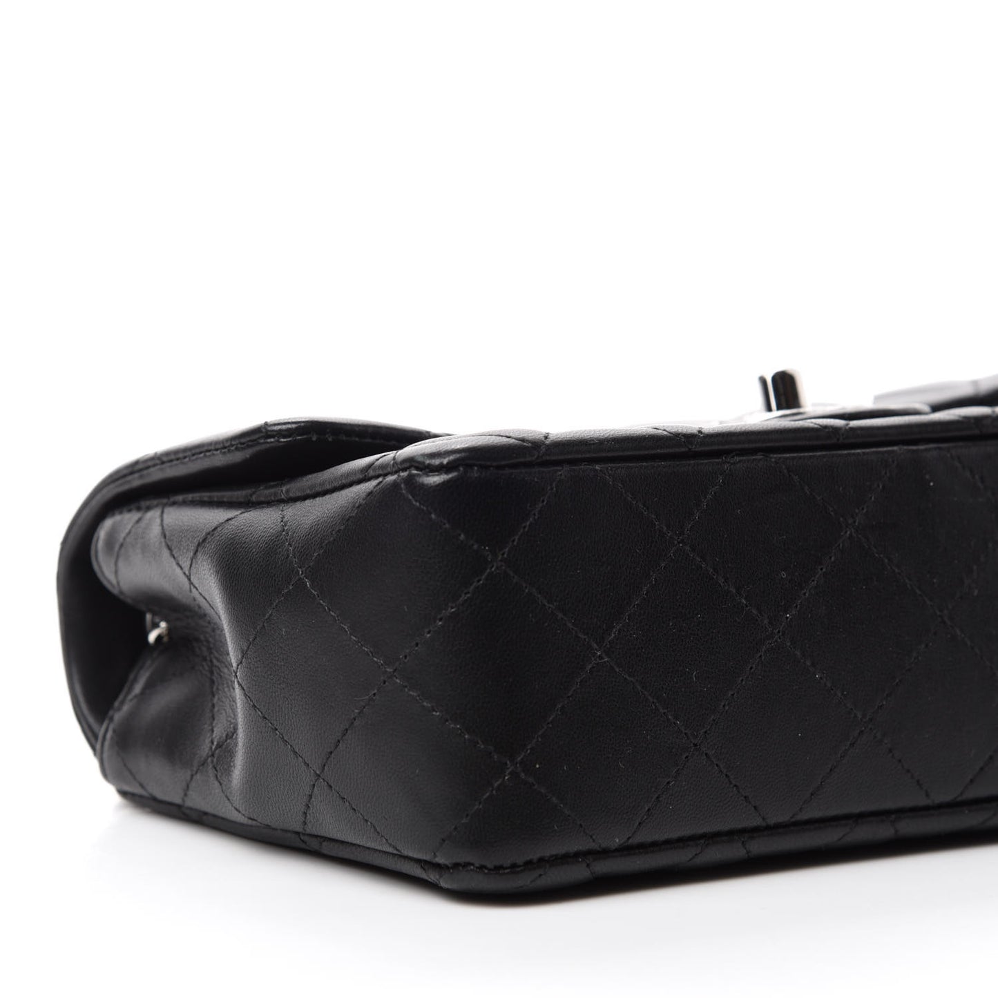 Lambskin Quilted Mini Rectangular Flap Black