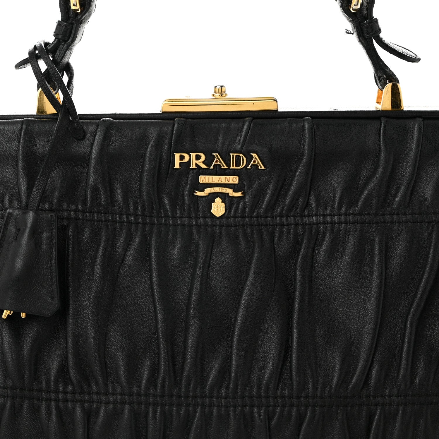 Prada Nappa Dressy Gaufre Framed Tote Black 8 of 13