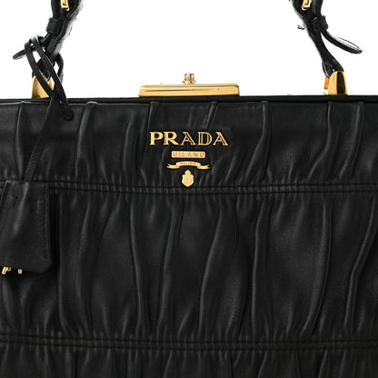 Prada Nappa Dressy Gaufre Framed Tote Black 8 of 13