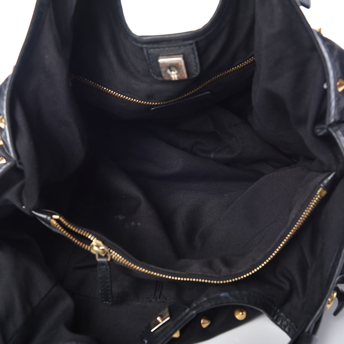 Nylon Studded Shoulder Bag Black