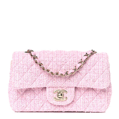 Chanel Tweed Quilted Mini Rectangular Flap Pink 1 of 12