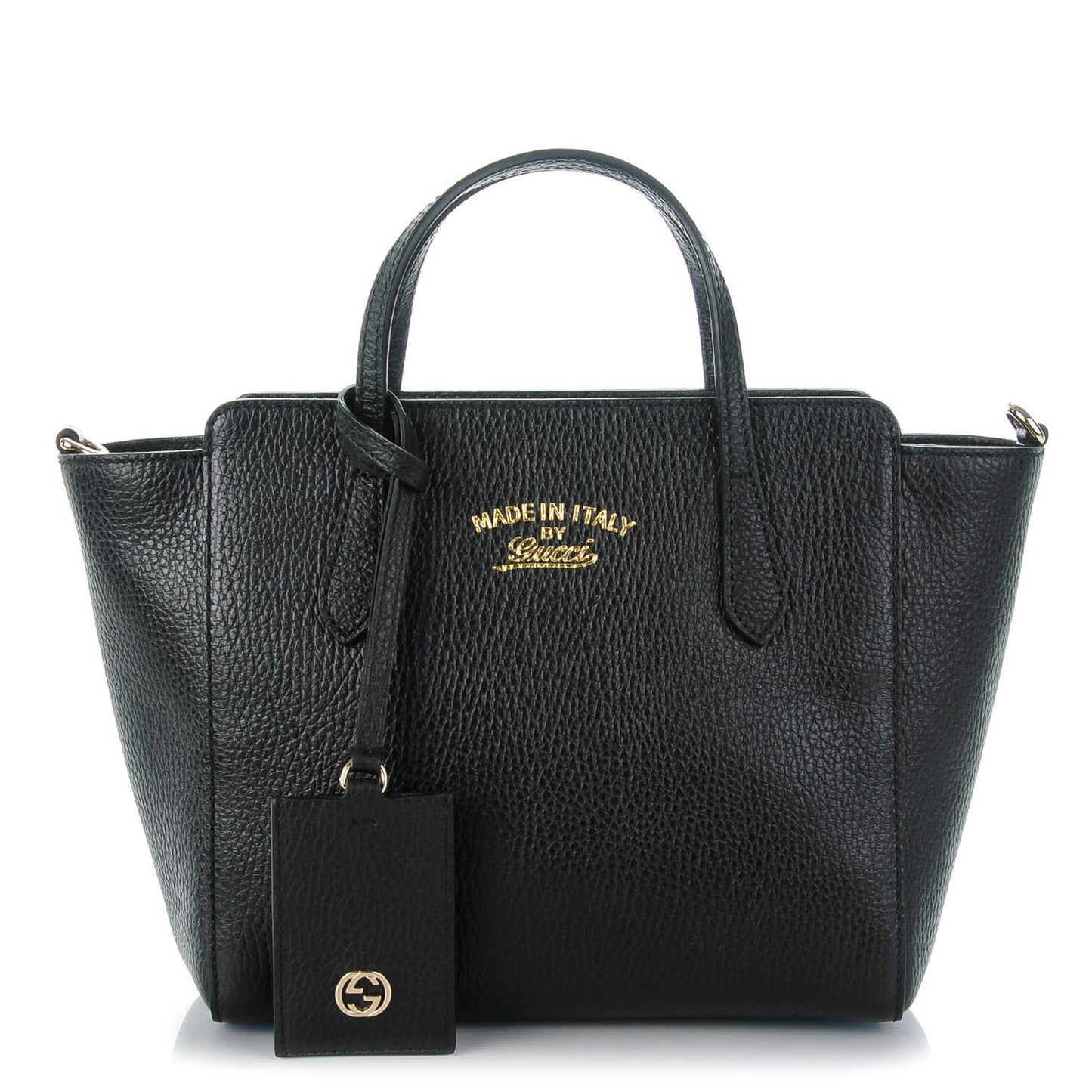 Dollar Calfskin Mini Swing Top Handle Bag Black